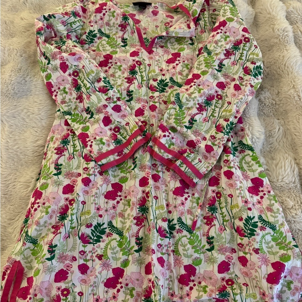 Oscar de la Renta Floral Kids Dress - Pink and Green